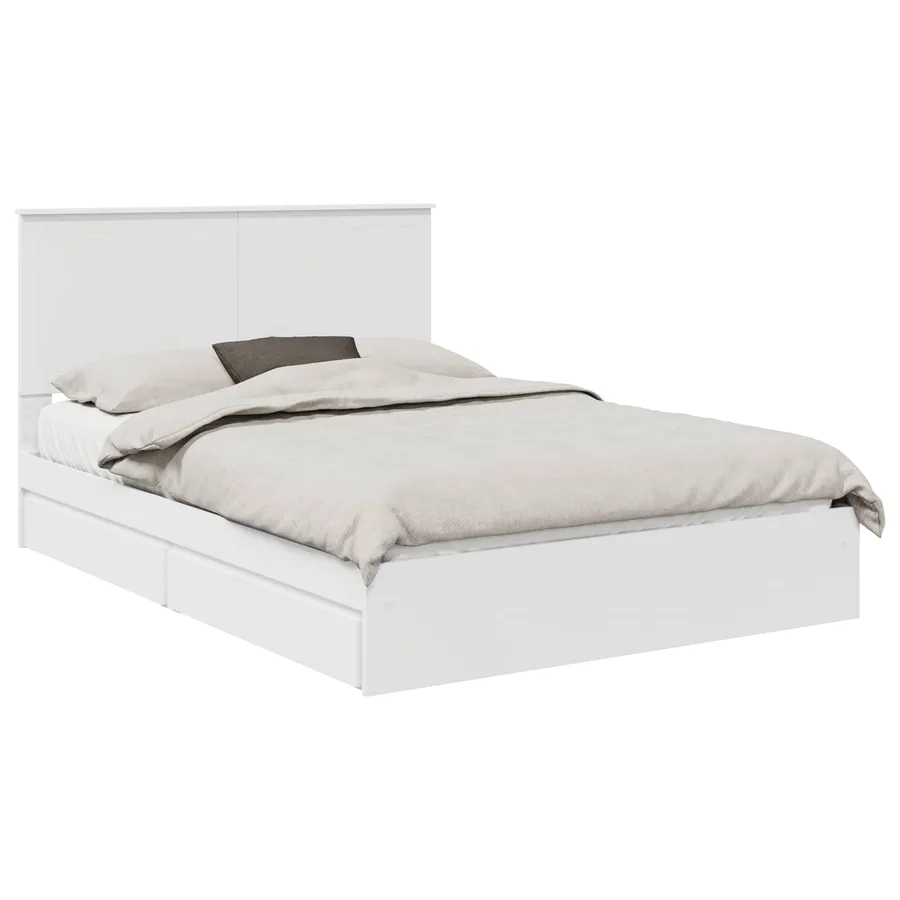 Lit de Rangement Blanc 140 x 190 cm Bois d'ingénierie - 2