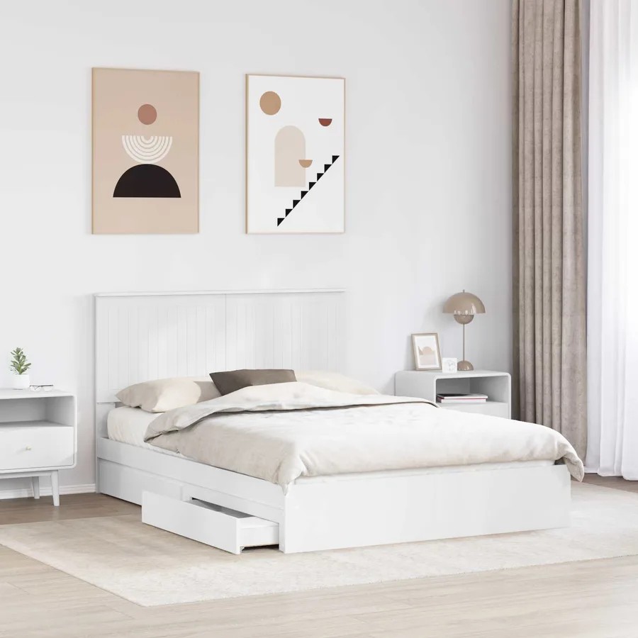 Lit de Rangement Blanc 140 x 190 cm Bois d'ingénierie - 3