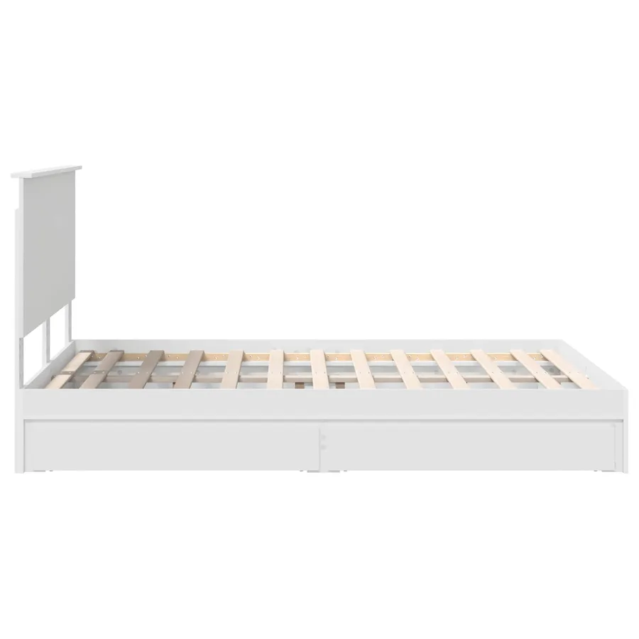 Lit de Rangement Blanc 140 x 190 cm Bois d'ingénierie - 9