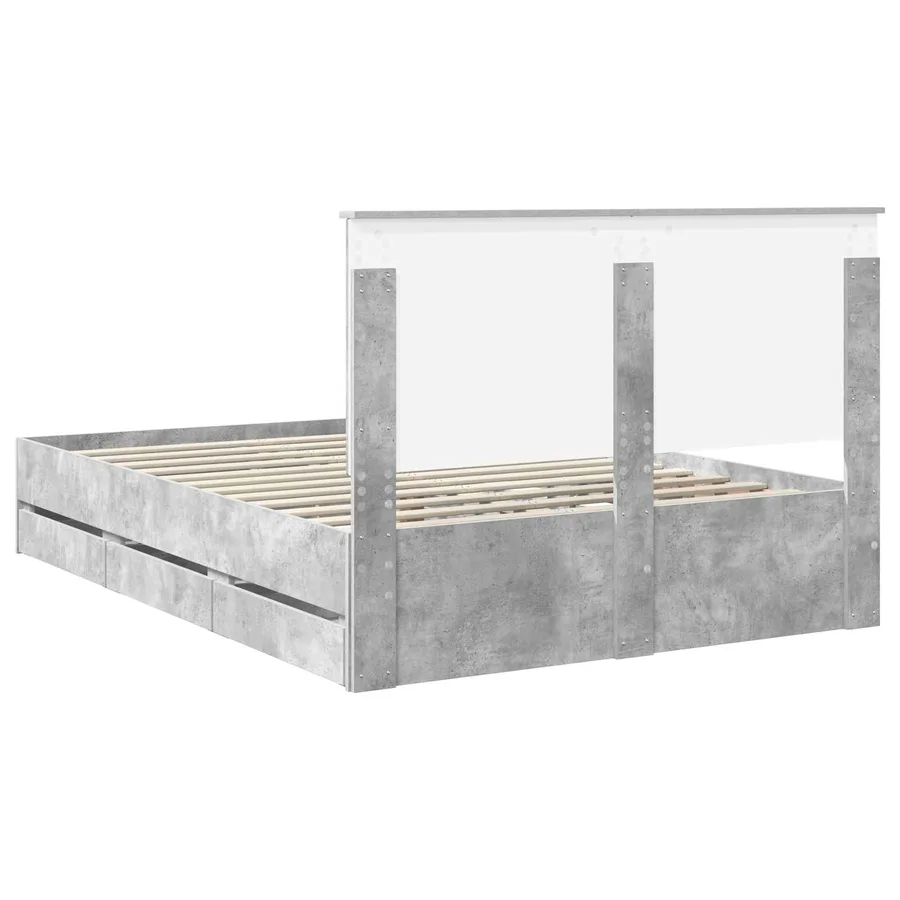 Cadre de lit Gris béton 140 x 200 cm Bois Ingénierie - 10