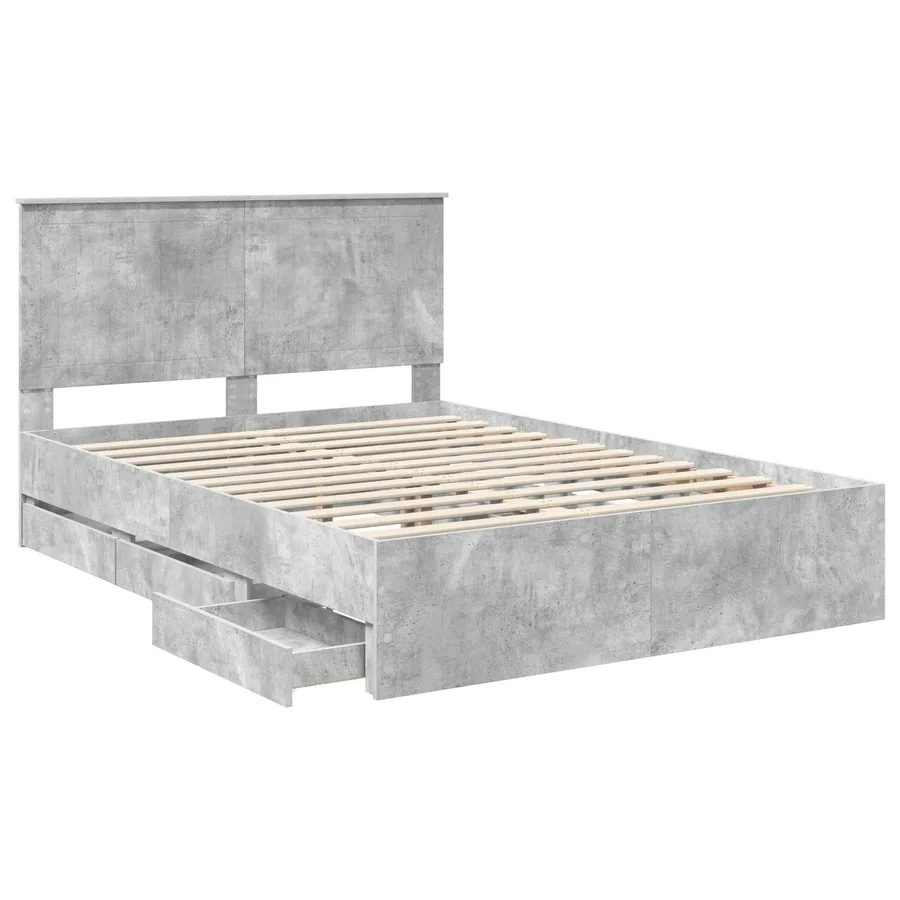 Cadre de lit Gris béton 140 x 200 cm Bois Ingénierie - 5