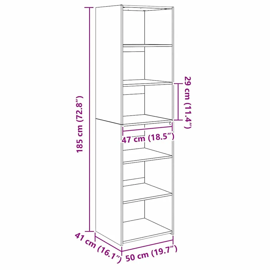 Armoire Chêne noir 50 x 41 x 185 cm Bois d'ingénierie - 8