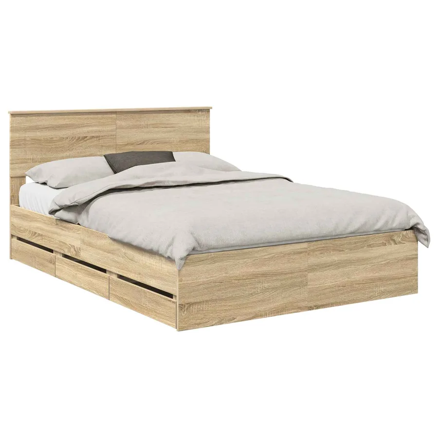Cadre de lit Chêne Sonoma 150 x 200 cm Bois Ingénierie - 2
