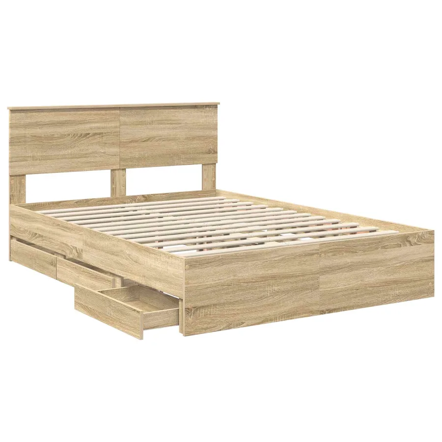 Cadre de lit Chêne Sonoma 150 x 200 cm Bois Ingénierie - 5