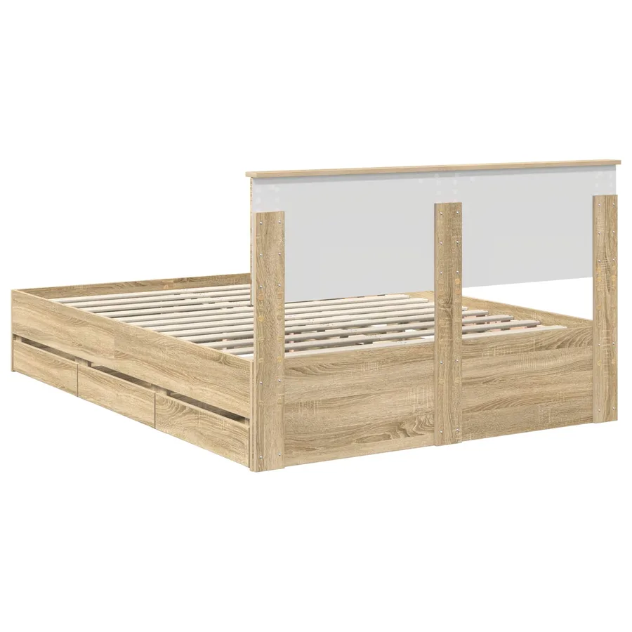 Cadre de lit Chêne Sonoma 150 x 200 cm Bois Ingénierie - 8