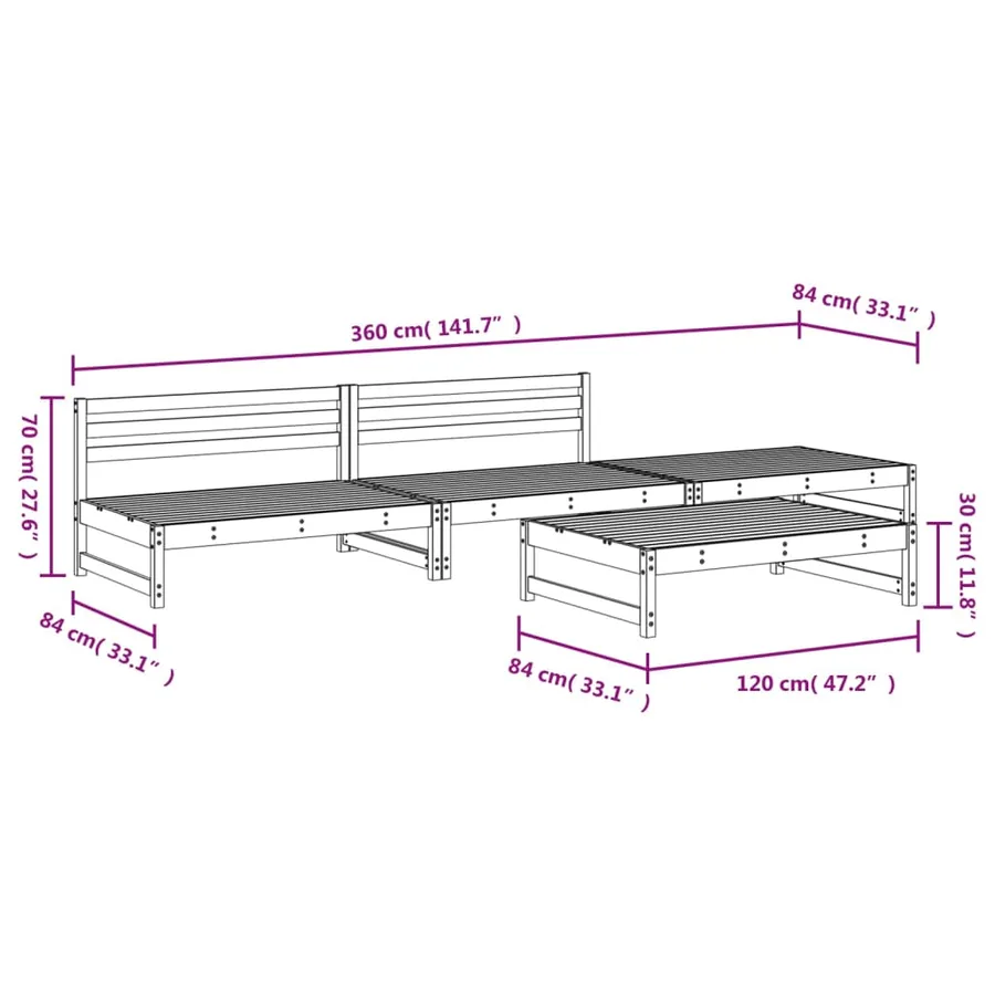 Salon de jardin 4 pcs bois massif douglas - 6