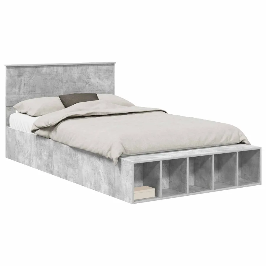 Cadre de lit Gris béton 120 x 190 cm Bois d'ingénierie - 2