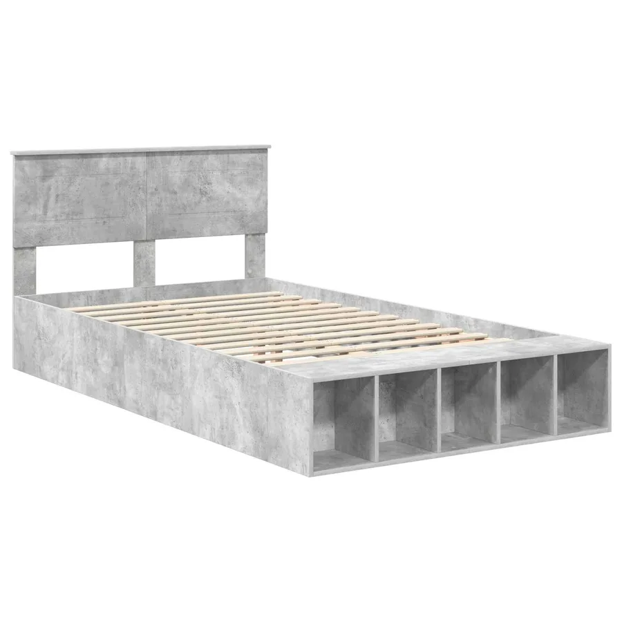 Cadre de lit Gris béton 120 x 190 cm Bois d'ingénierie - 4