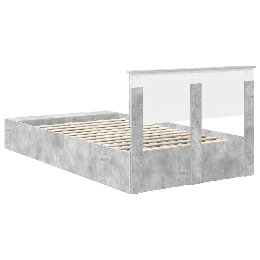Cadre de lit Gris béton 120 x 190 cm Bois d'ingénierie - 9