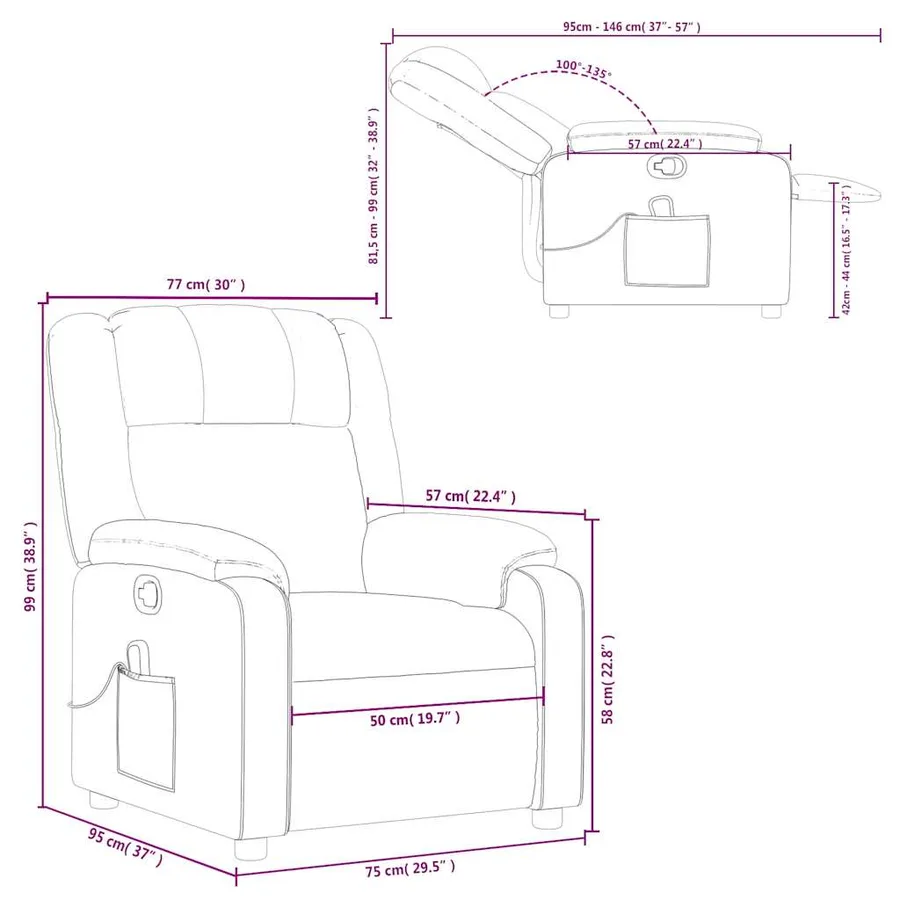 Fauteuil de massage inclinable gris clair tissu - 12