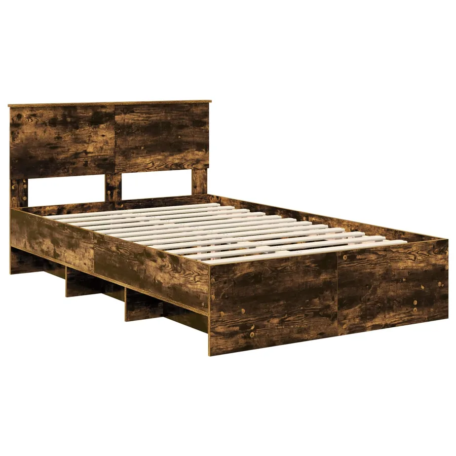 Cadre de lit Chêne fumé 120 x 123 cm Bois d'ingénierie - 4