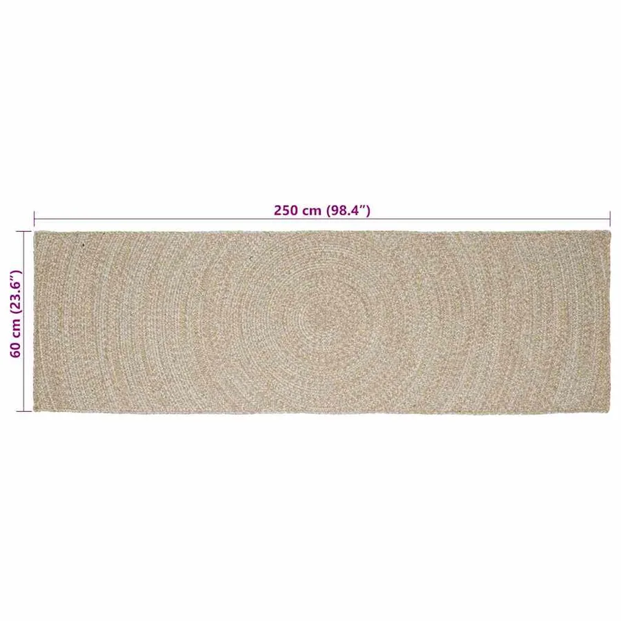 Tapis de surface Naturel et Blanc 60 x 250 cm Jute - 8