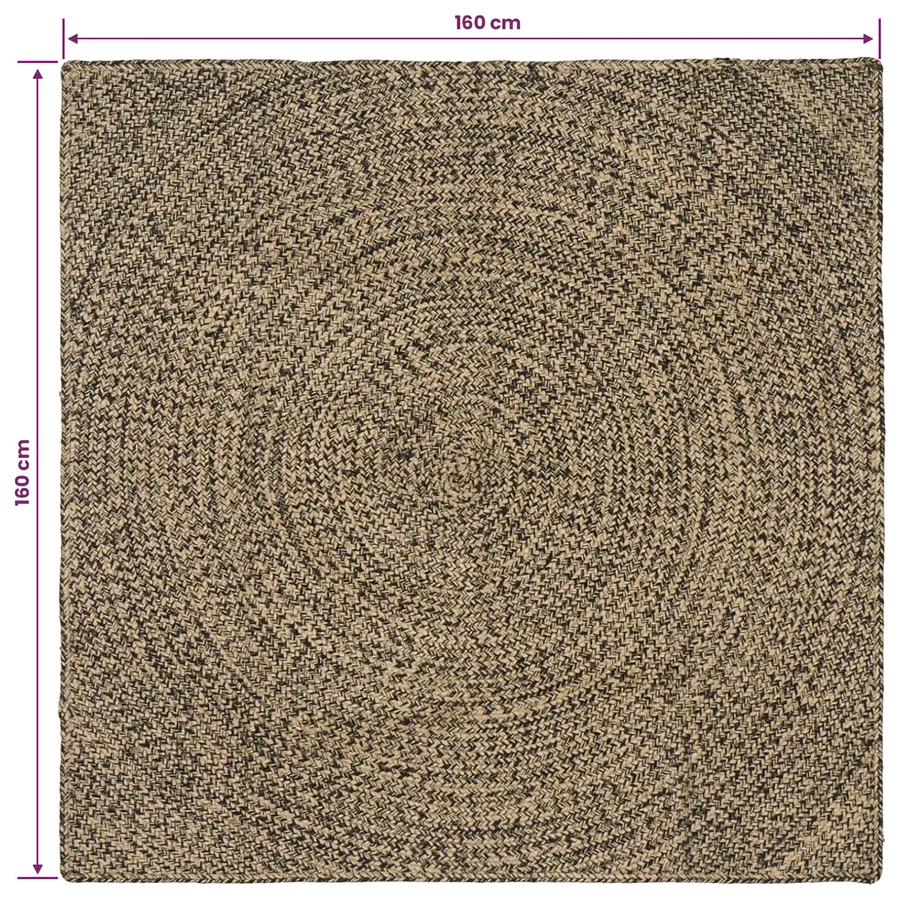 Tapis de surface Naturel et noir 160 x 160 cm Jute - 8