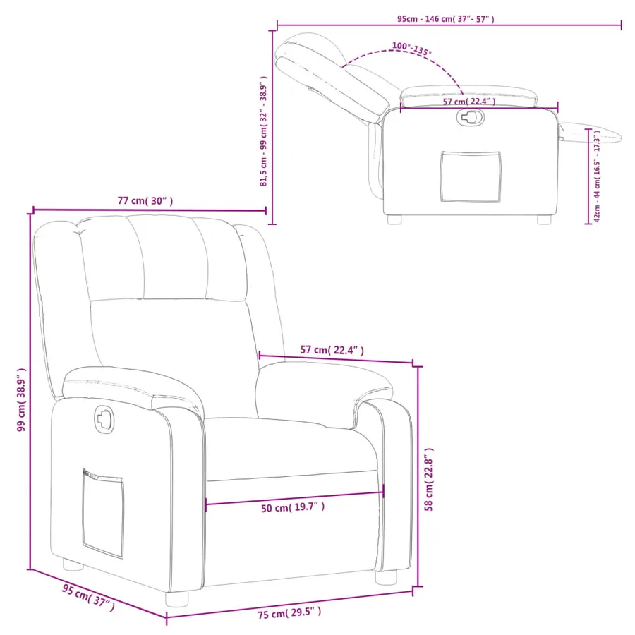 Fauteuil inclinable gris clair tissu - 11