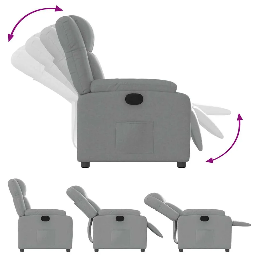 Fauteuil inclinable gris clair tissu - 4
