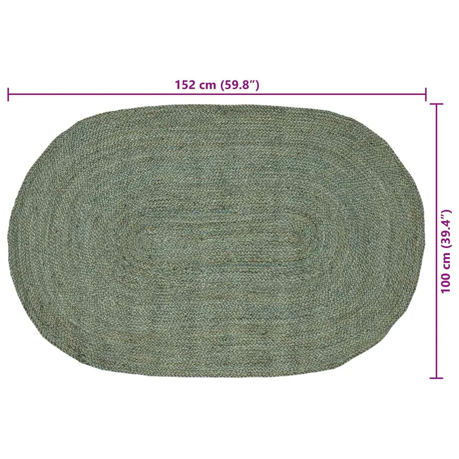 Tapis de surface Vert olive 100 x 152 cm Jute - 7