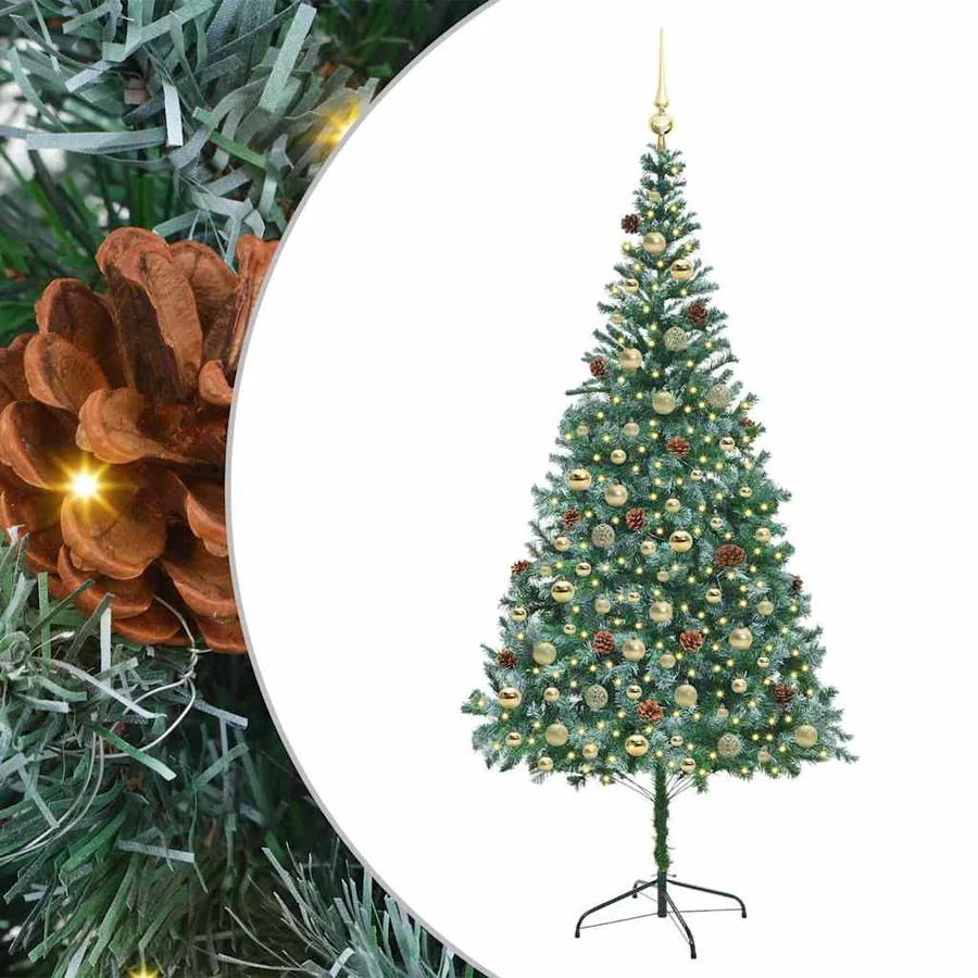Sapin de Noël artificiel avec 300 LED Vert 210 cm PVC et Acier - 2