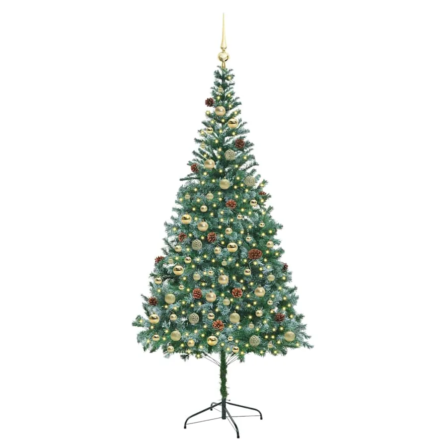 Sapin de Noël artificiel avec 300 LED Vert 210 cm PVC et Acier - 3