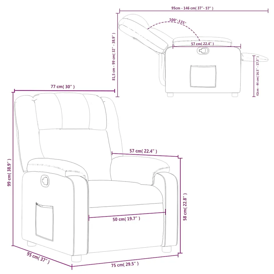 Fauteuil inclinable noir tissu - 11