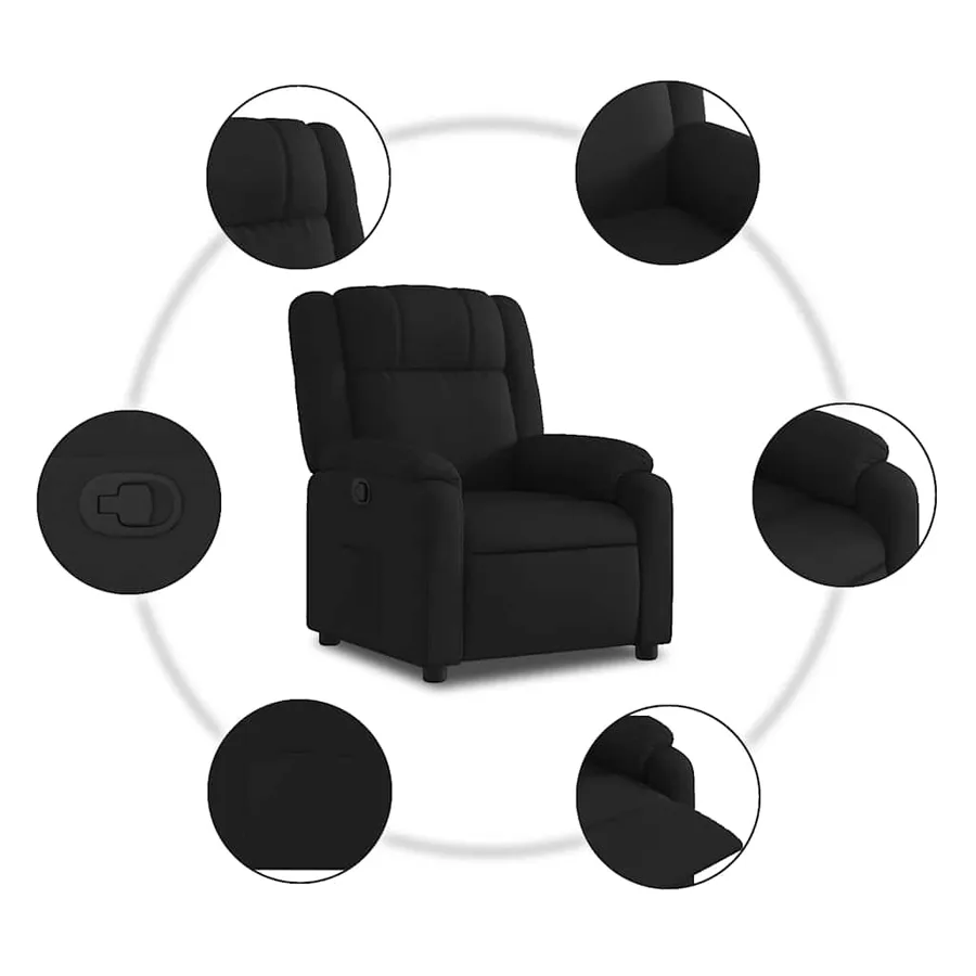Fauteuil inclinable noir tissu - 5