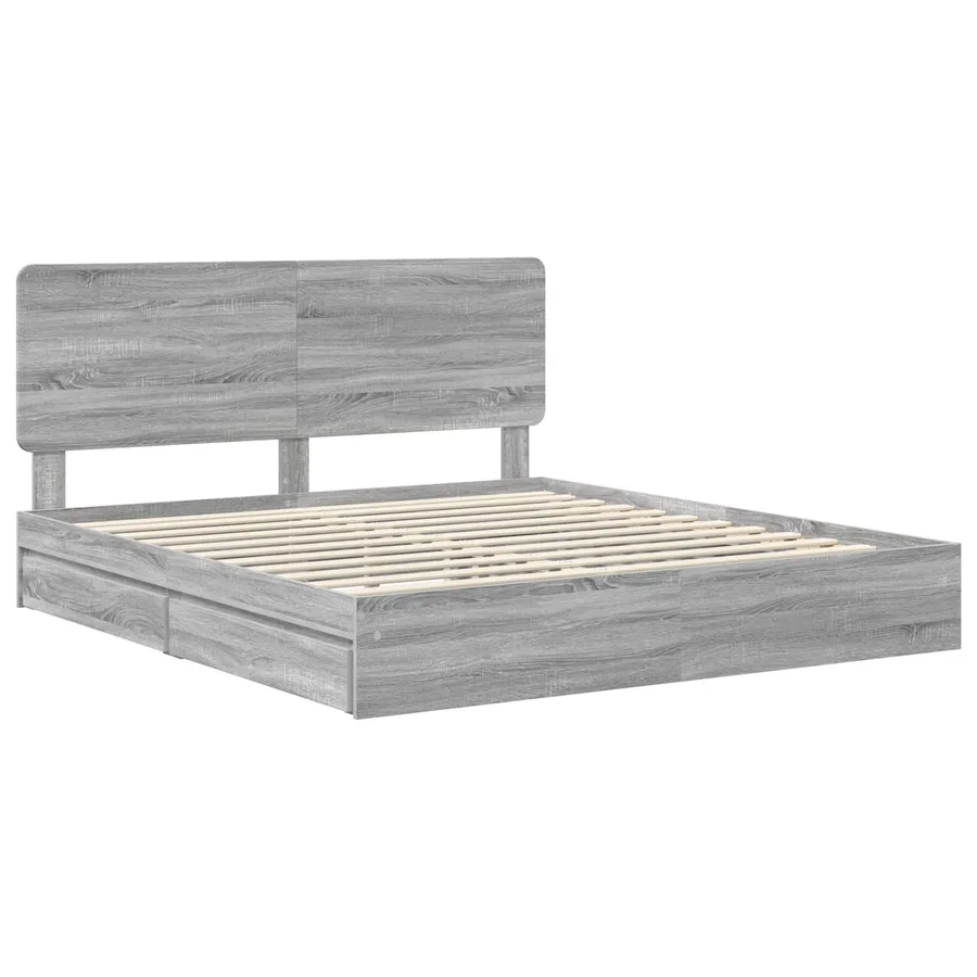 Lit de Rangement Gris Sonoma 200 x 200 cm Bois d'ingénierie - 4