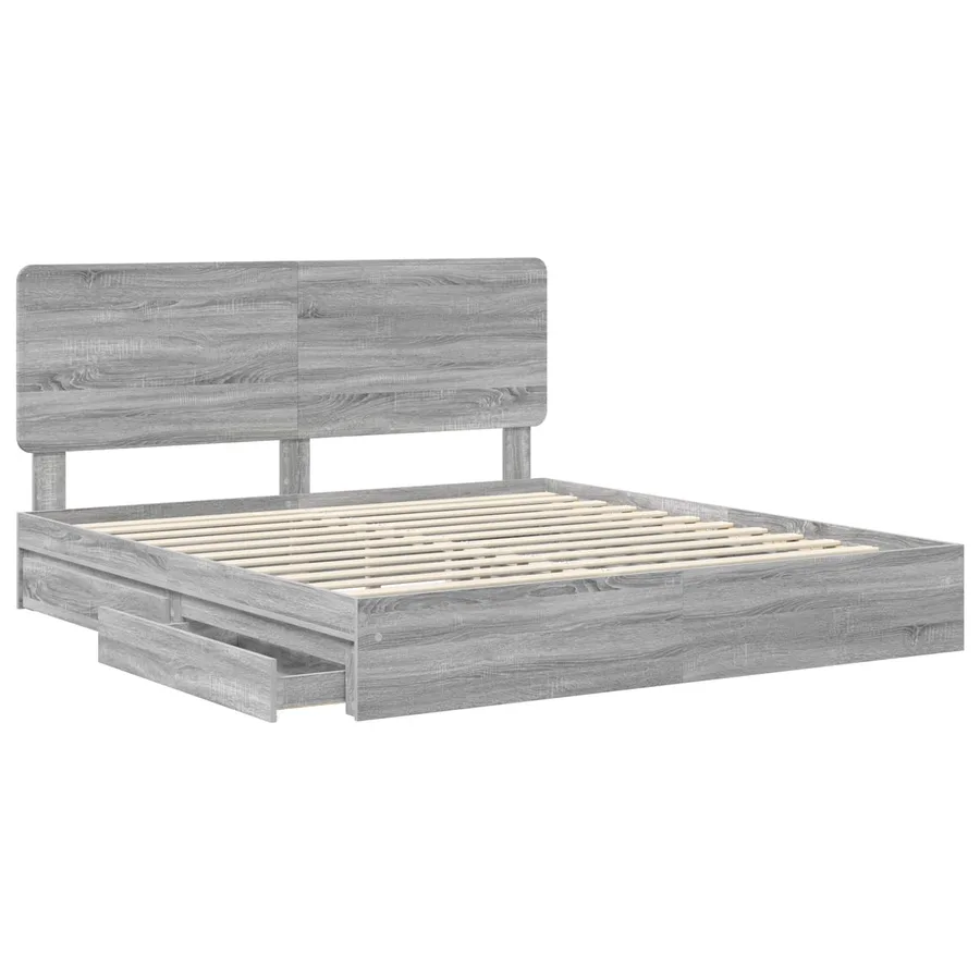 Lit de Rangement Gris Sonoma 200 x 200 cm Bois d'ingénierie - 5