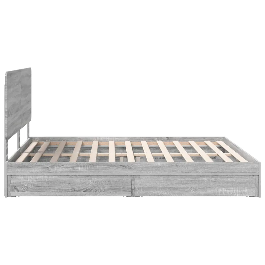Lit de Rangement Gris Sonoma 200 x 200 cm Bois d'ingénierie - 9
