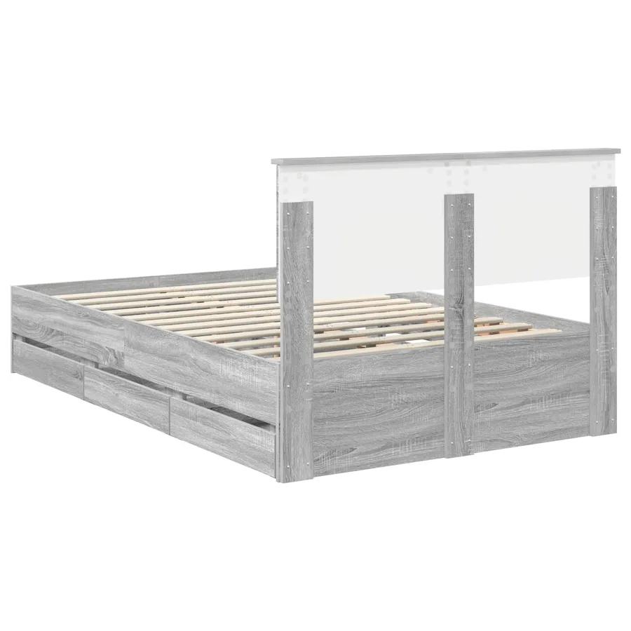 Cadre de lit Gris Sonoma 120 x 190 cm Bois Ingénierie - 8