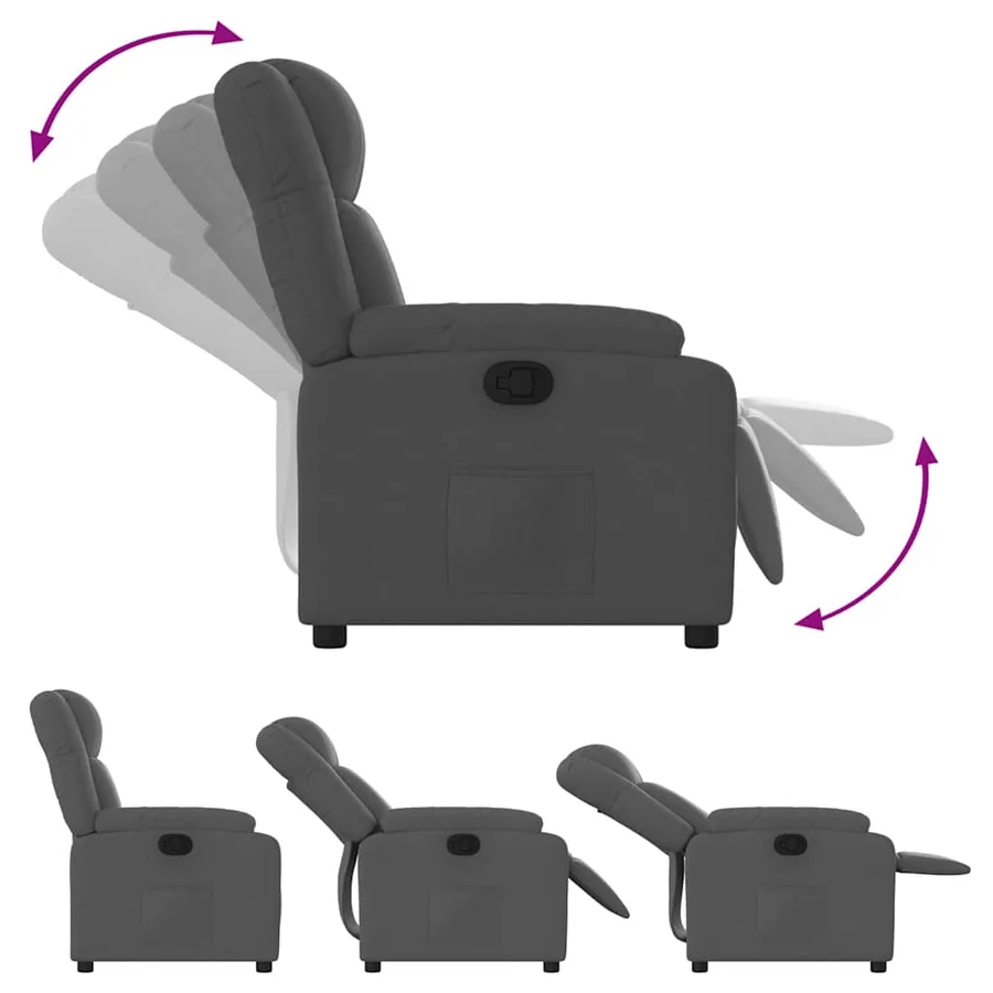 Fauteuil inclinable Gris foncé Tissu - 4