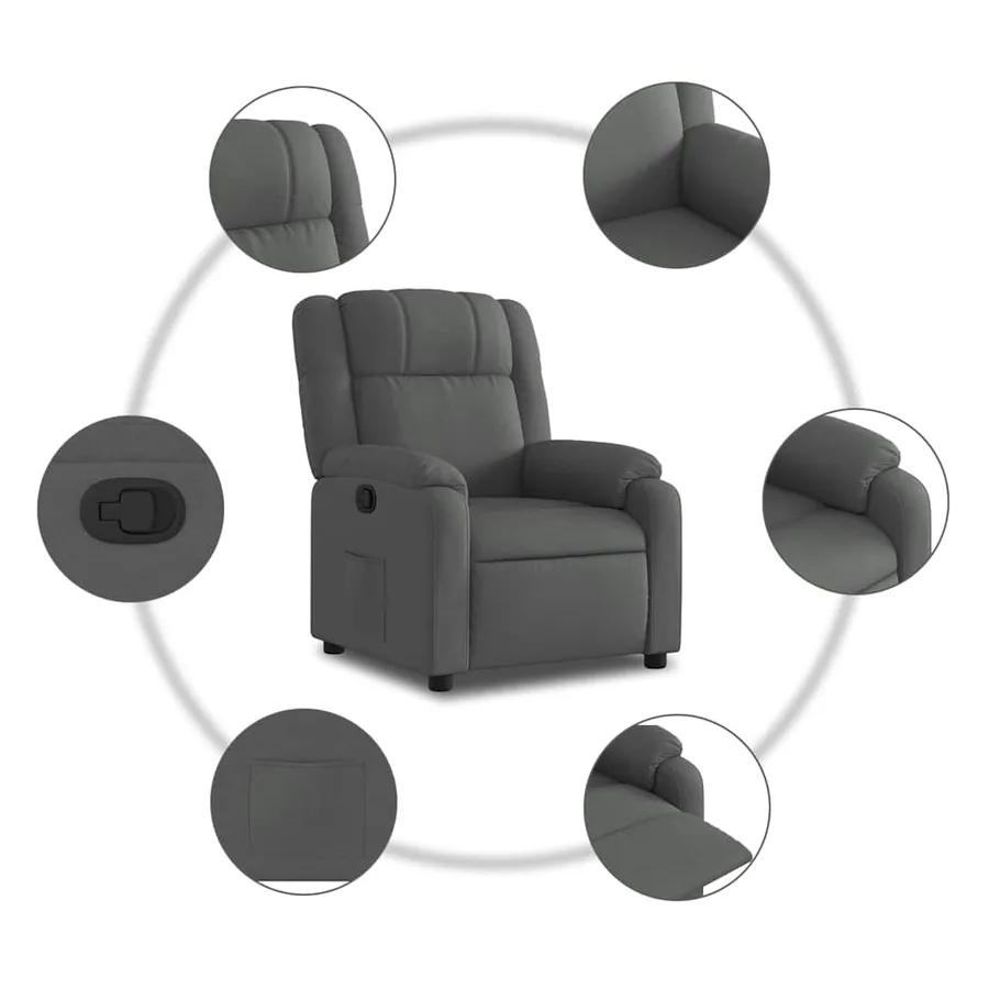 Fauteuil inclinable Gris foncé Tissu - 5