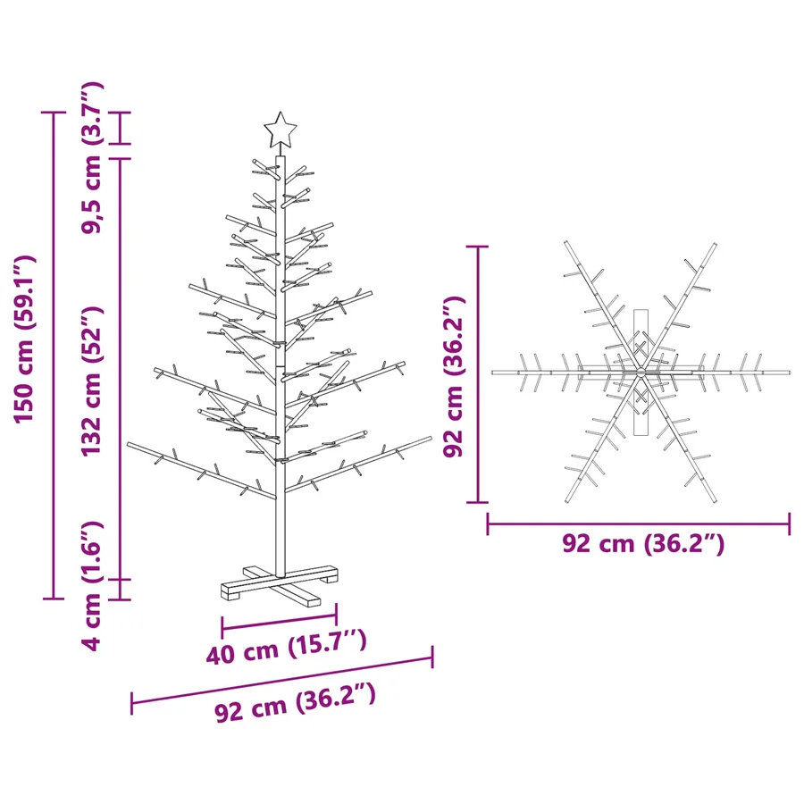 Arbre de Noël en bois Marron 150 cm Bois de pin massif - 11