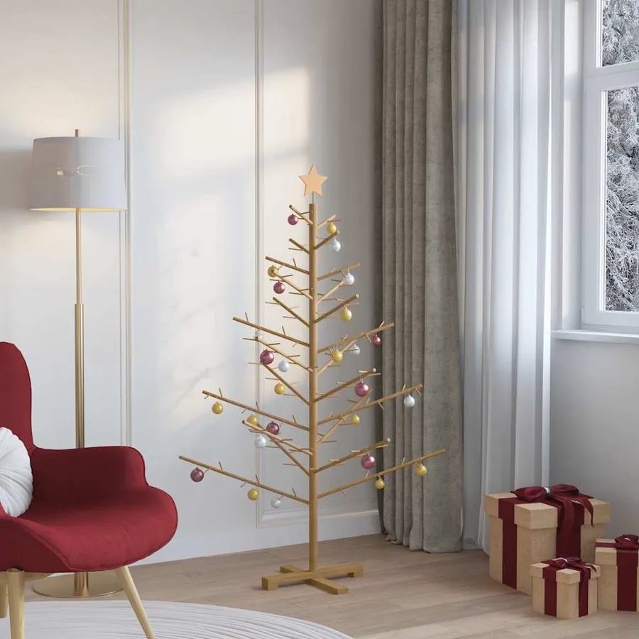 Arbre de Noël en bois Marron 150 cm Bois de pin massif - 4