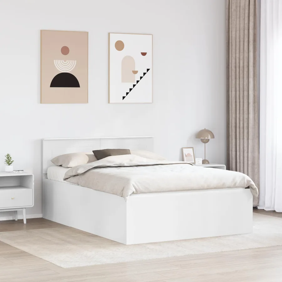 Cadre de lit Blanc 140 x 190 cm Bois d'ingénierie - 3