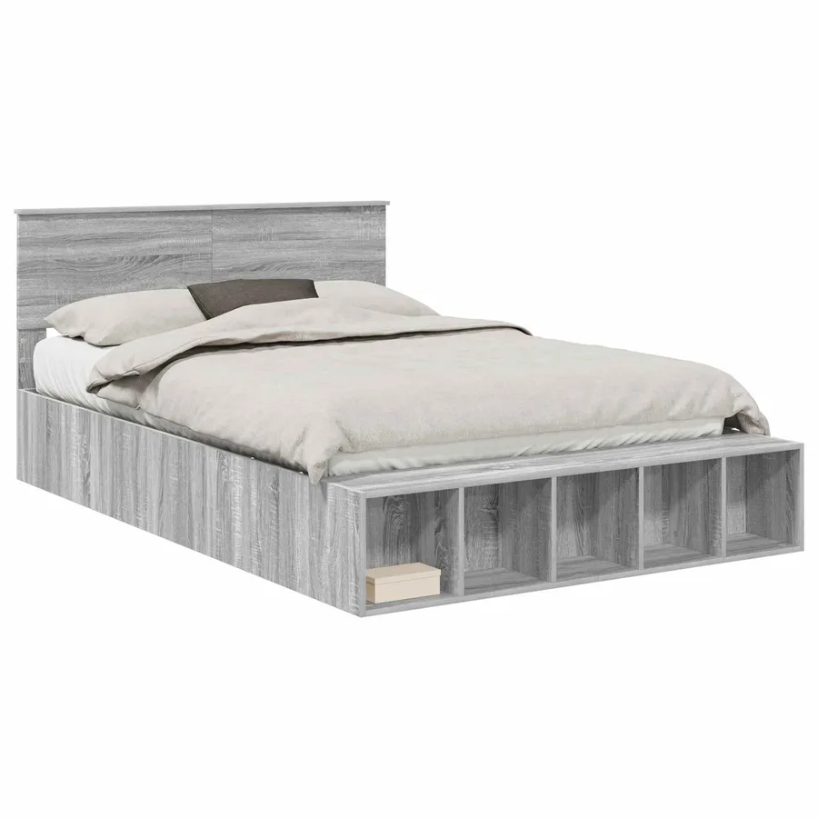 Cadre de lit Gris Sonoma 140 x 190 cm Bois d'ingénierie - 2