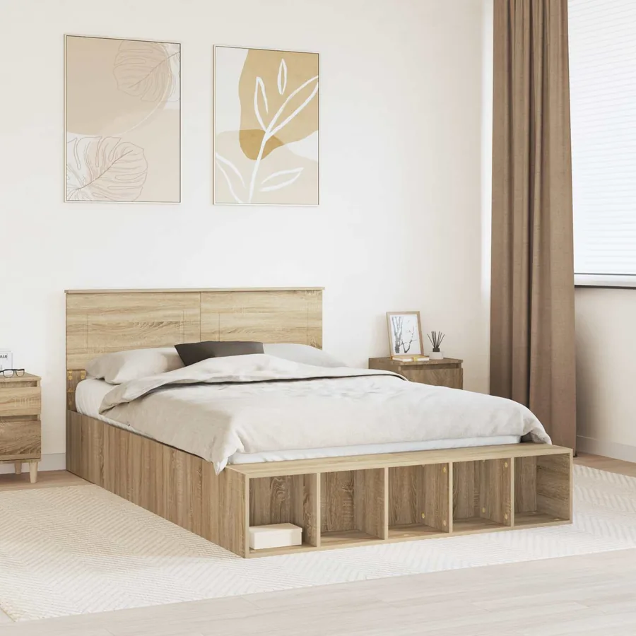 Cadre de lit Chêne Sonoma 140 x 200 cm Bois d'ingénierie