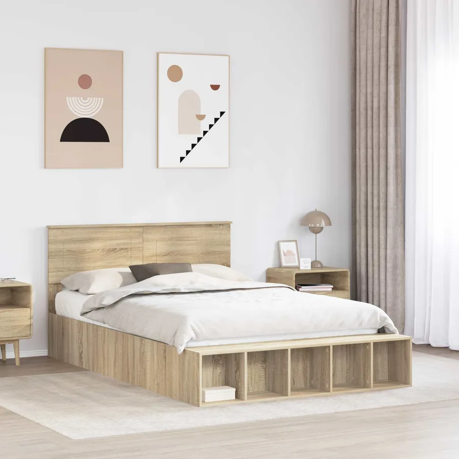 Cadre de lit Chêne Sonoma 140 x 200 cm Bois d'ingénierie - 3