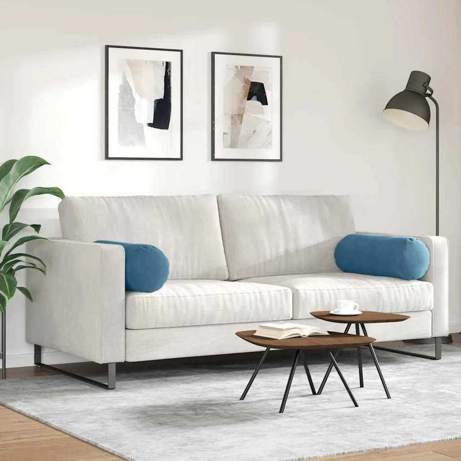 Coussins d'accent 2 pcs Bleu Ø 25 x 70 cm - 4