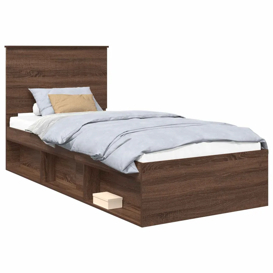 Cadre de lit Chêne brun 90 x 200 cm Bois de pin massif - 2