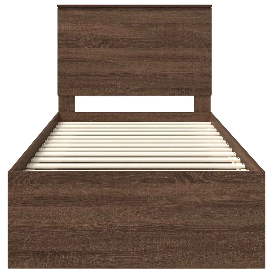 Cadre de lit Chêne brun 90 x 200 cm Bois de pin massif - 7