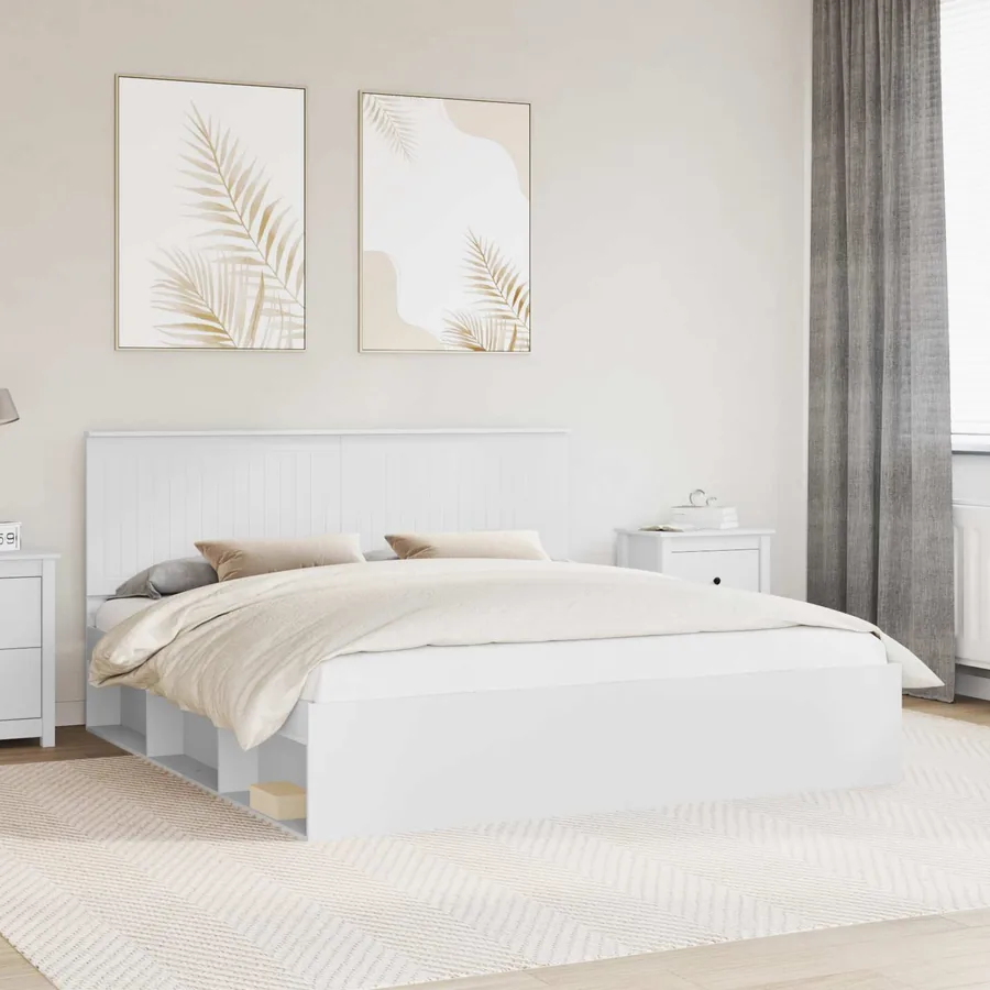 Cadre de lit Blanc 180 x 200 cm Bois de pin massif