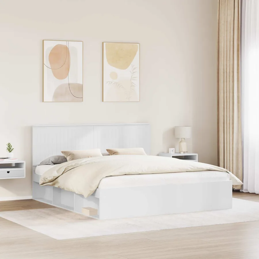 Cadre de lit Blanc 180 x 200 cm Bois de pin massif - 3