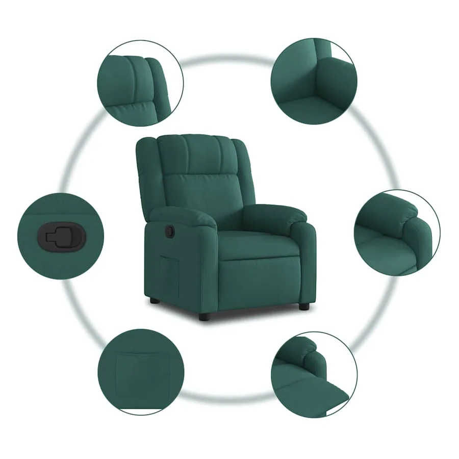 Fauteuil inclinable Vert foncé Tissu - 5