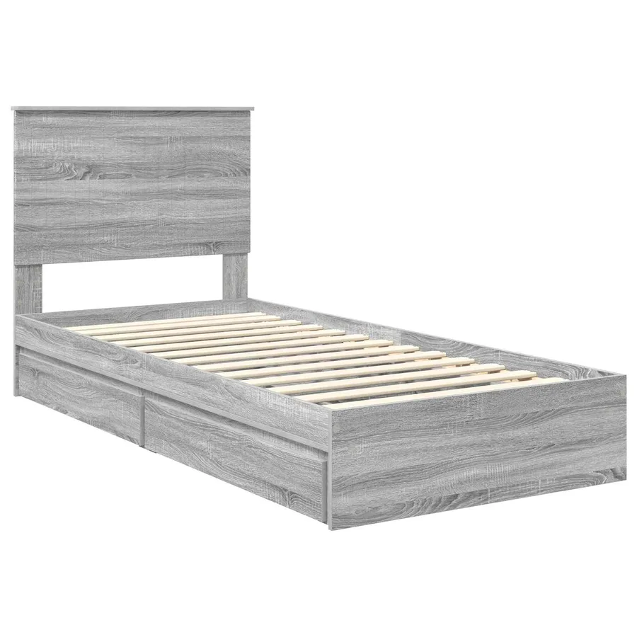 Lit de Rangement Gris Sonoma 90 x 190 cm Bois d'ingénierie - 4