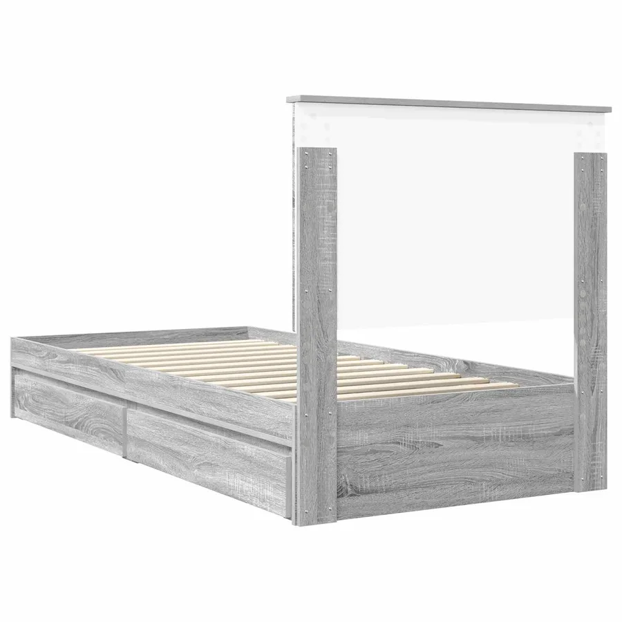 Lit de Rangement Gris Sonoma 90 x 200 cm Bois d'ingénierie - 10