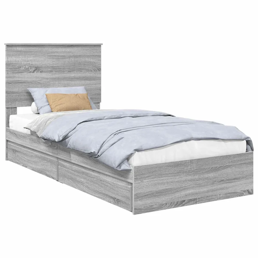 Lit de Rangement Gris Sonoma 90 x 200 cm Bois d'ingénierie - 2