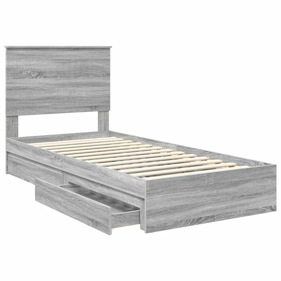 Lit de Rangement Gris Sonoma 90 x 200 cm Bois d'ingénierie - 5