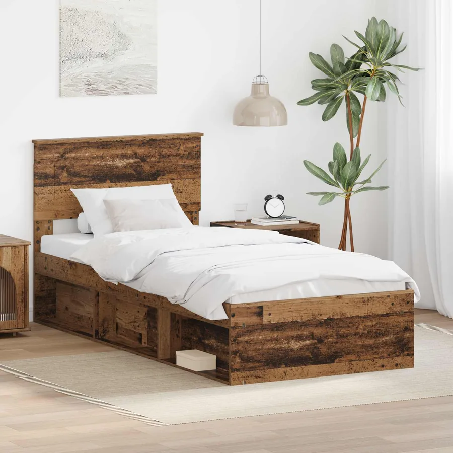 Cadre de lit Bois ancien 75 x 190 cm Bois d'ingénierie