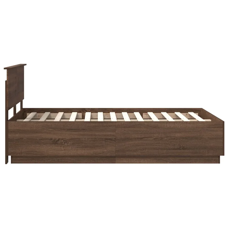 Cadre de lit Chêne brun 120 x 190 cm Bois d'ingénierie - 9