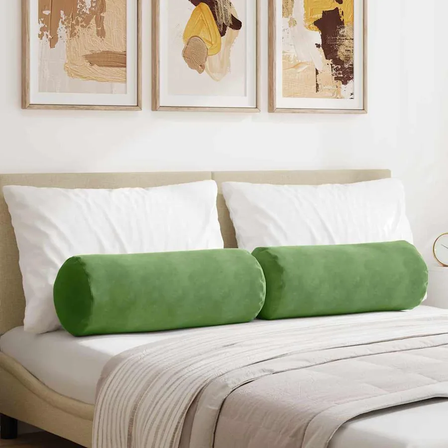 Coussins d'accent 2 pcs Vert clair Ø 25 x 70 cm