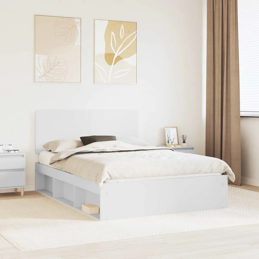 Cadre de lit Blanc 140 x 190 cm Bois de pin massif